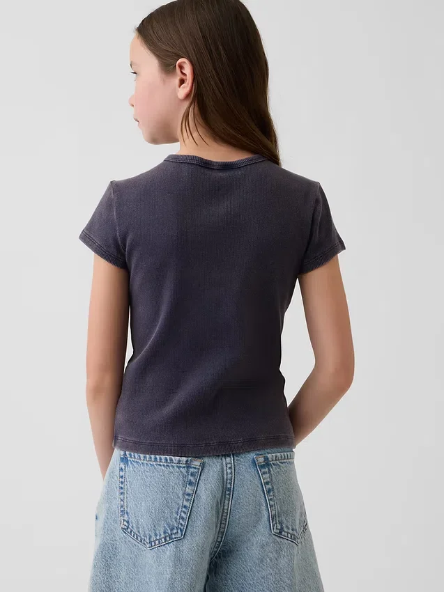 Besticktes Ripp-T-Shirt für Kinder