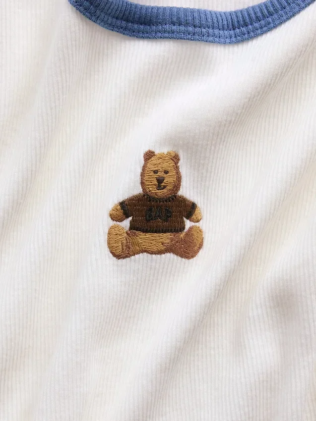 Besticktes Ripp-T-Shirt für Kinder