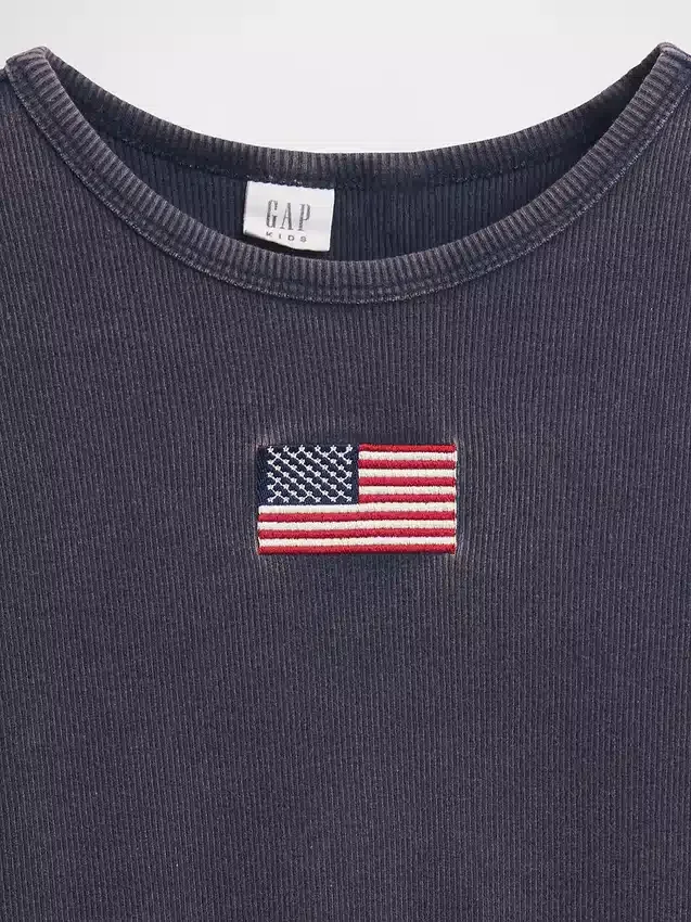 Besticktes Ripp-T-Shirt für Kinder