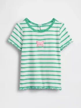 Besticktes T-Shirt aus geripptem Baumwollstrick für Baby & Kleinkind