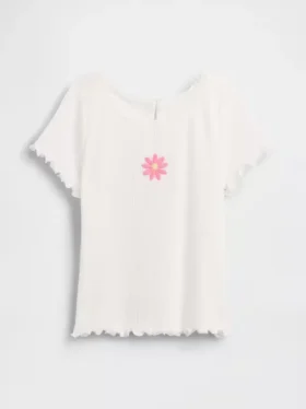 Besticktes T-Shirt aus geripptem Baumwollstrick für Baby & Kleinkind