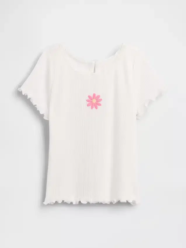 Besticktes T-Shirt aus geripptem Baumwollstrick für Baby & Kleinkind
