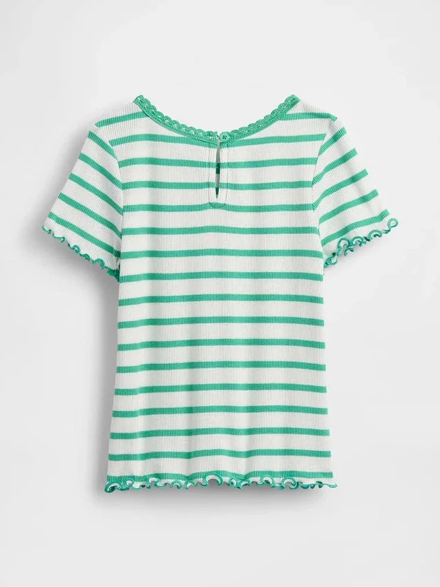 Besticktes T-Shirt aus geripptem Baumwollstrick für Baby & Kleinkind