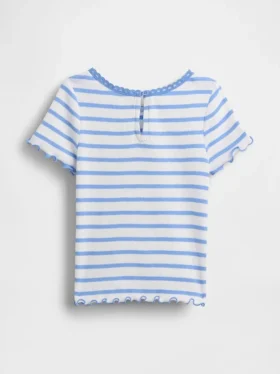 Besticktes T-Shirt aus geripptem Baumwollstrick für Baby & Kleinkind