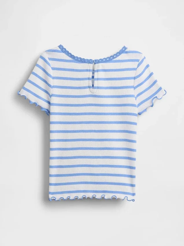 Besticktes T-Shirt aus geripptem Baumwollstrick für Baby & Kleinkind