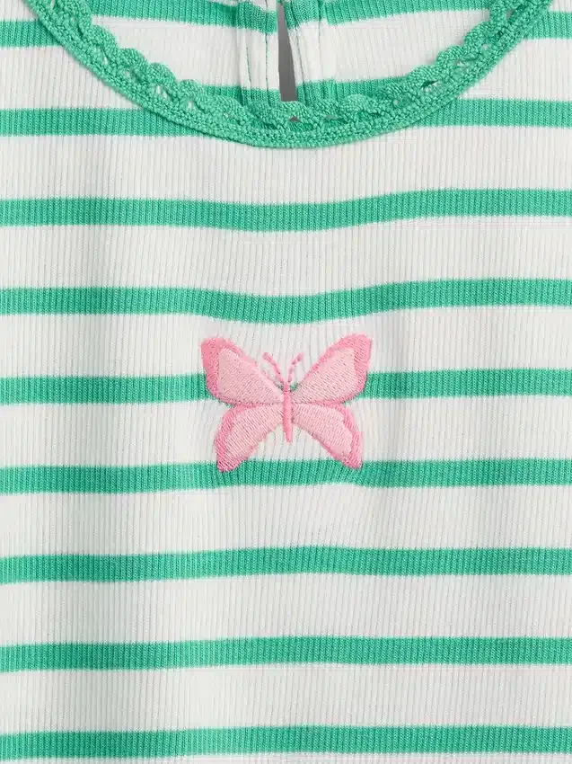 Besticktes T-Shirt aus geripptem Baumwollstrick für Baby & Kleinkind