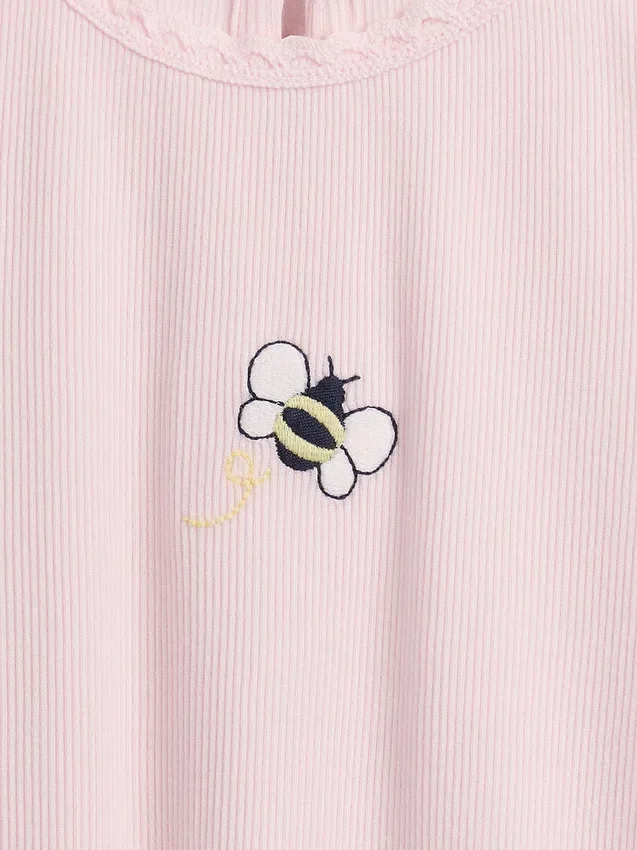 Besticktes T-Shirt aus geripptem Baumwollstrick für Baby & Kleinkind