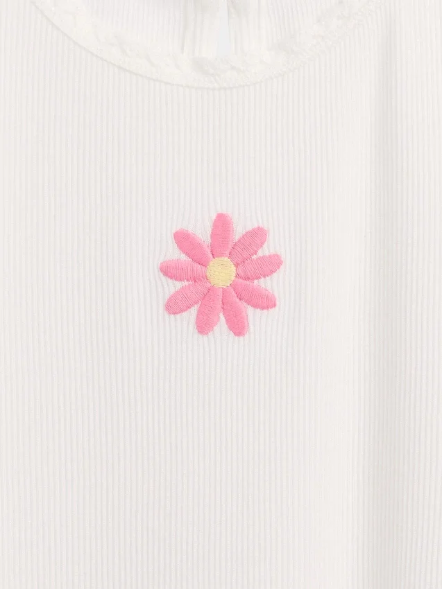Besticktes T-Shirt aus geripptem Baumwollstrick für Baby & Kleinkind