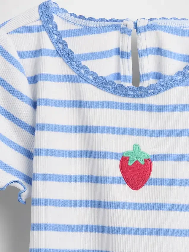 Besticktes T-Shirt aus geripptem Baumwollstrick für Baby & Kleinkind