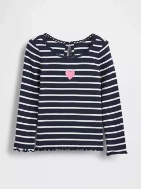 Besticktes T-Shirt mit Grafikprint aus geripptem Baumwollstoff für Baby & Kleinkind