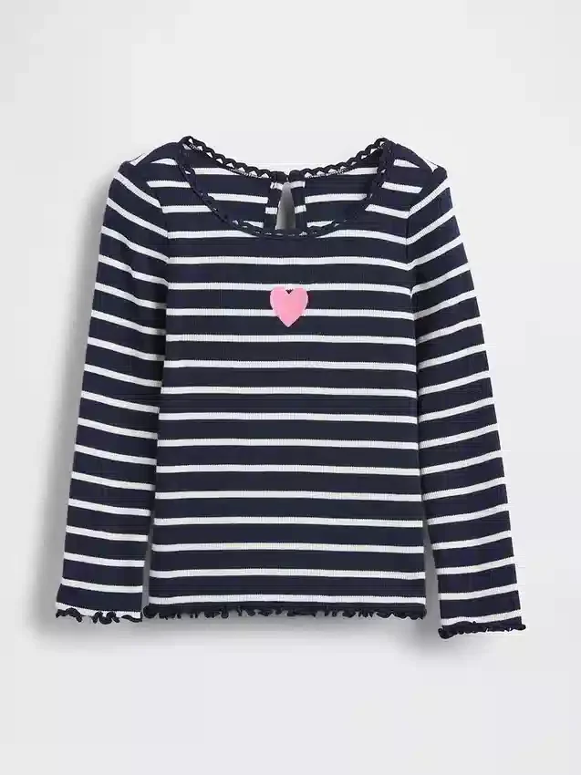 Besticktes T-Shirt mit Grafikprint aus geripptem Baumwollstoff für Baby & Kleinkind