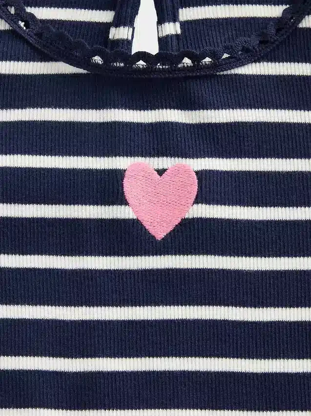 Besticktes T-Shirt mit Grafikprint aus geripptem Baumwollstoff für Baby & Kleinkind