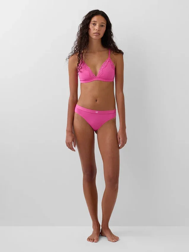 Bikini aus Bio-Stretch-Baumwolle mit Logo