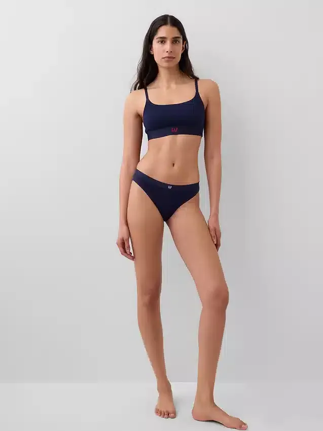 Bikini aus Bio-Stretch-Baumwolle mit Logo