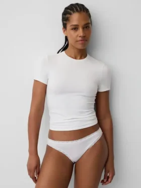 Bikini aus Bio-Stretch-Baumwolle mit Spitzenbesatz