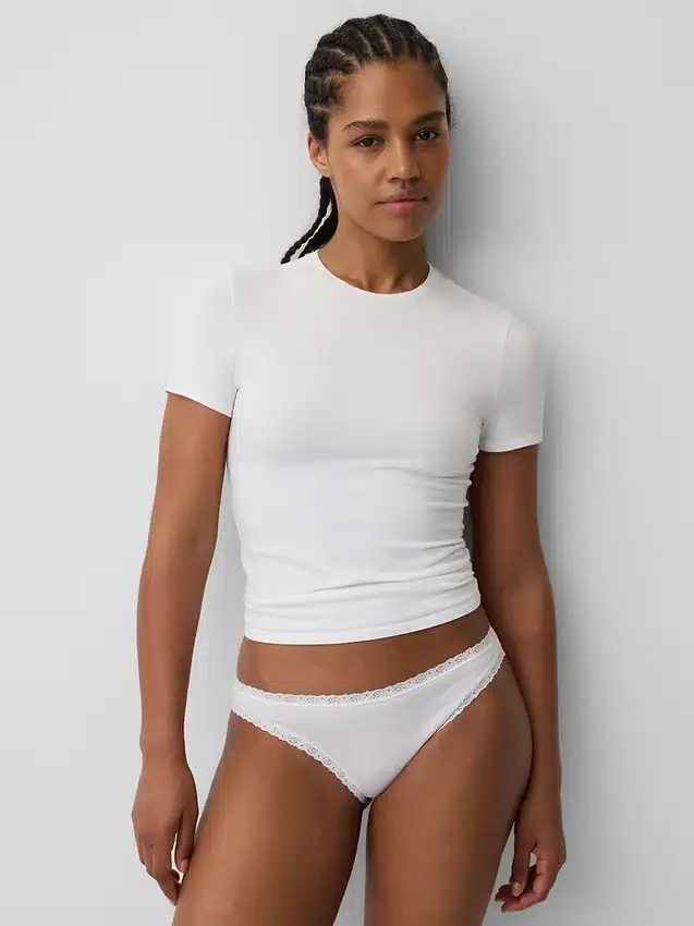 Bikini aus Bio-Stretch-Baumwolle mit Spitzenbesatz