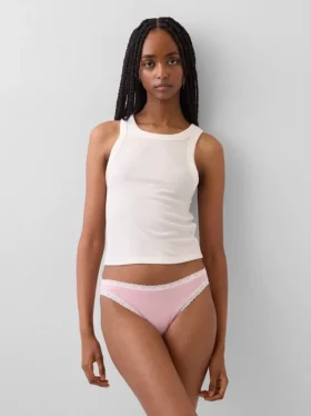 Bikini aus Bio-Stretch-Baumwolle mit Spitzenbesatz