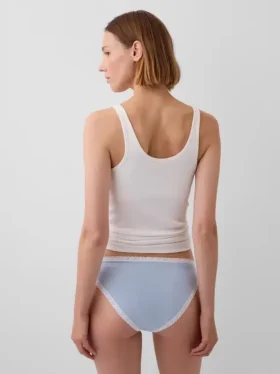 Bikini aus Bio-Stretch-Baumwolle mit Spitzenbesatz