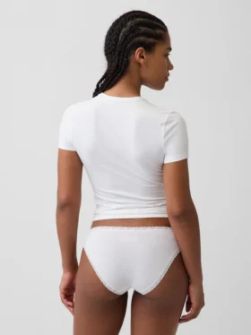 Bikini aus Bio-Stretch-Baumwolle mit Spitzenbesatz