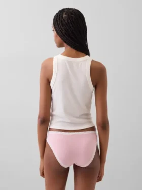 Bikini aus Bio-Stretch-Baumwolle mit Spitzenbesatz