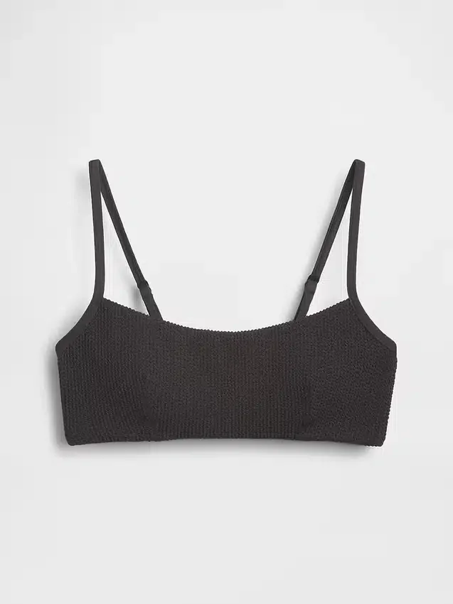 Bikini-Oberteil mit U-Ausschnitt und Rippmuster