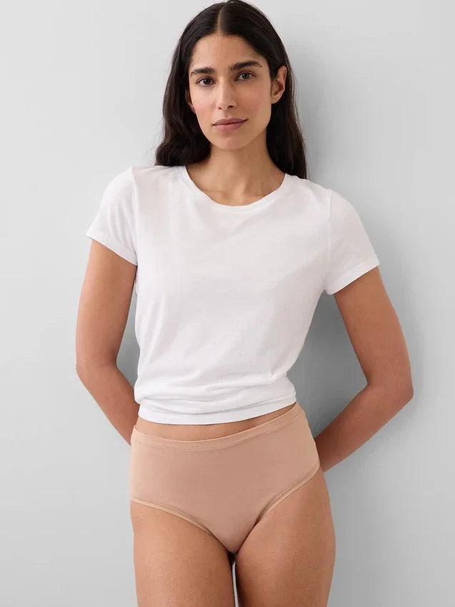 Bikini-Slip aus Bio-Stretch-Baumwolle mit hoher Leibhöhe