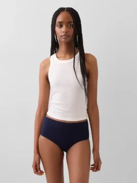 Bikini-Slip aus Bio-Stretch-Baumwolle mit hoher Leibhöhe