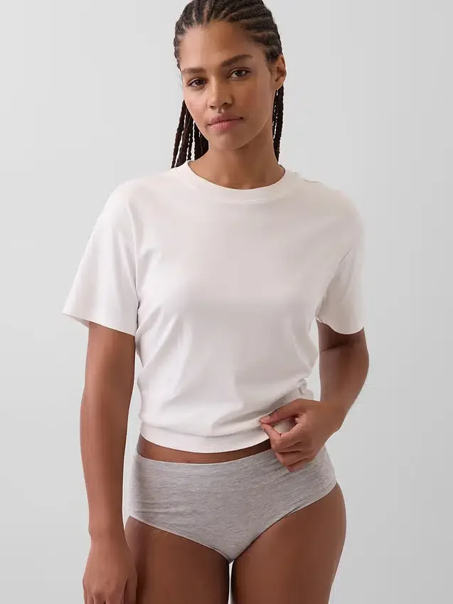 Bikini-Slip aus Bio-Stretch-Baumwolle mit hoher Leibhöhe