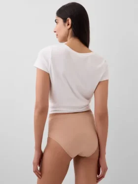 Bikini-Slip aus Bio-Stretch-Baumwolle mit hoher Leibhöhe