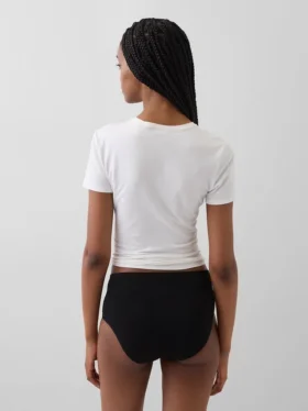 Bikini-Slip aus Bio-Stretch-Baumwolle mit hoher Leibhöhe