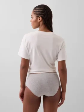 Bikini-Slip aus Bio-Stretch-Baumwolle mit hoher Leibhöhe