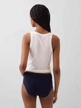 Bikini-Slip aus Bio-Stretch-Baumwolle mit hoher Leibhöhe