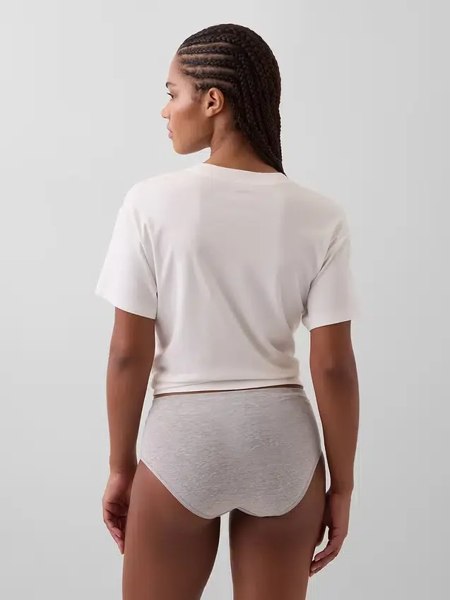 Bikini-Slip aus Bio-Stretch-Baumwolle mit hoher Leibhöhe