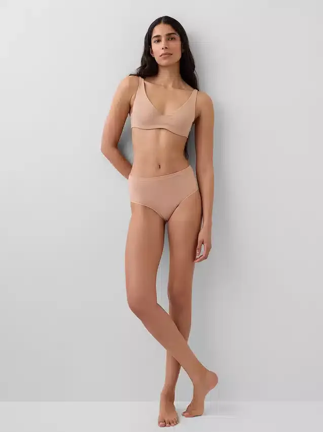 Bikini-Slip aus Bio-Stretch-Baumwolle mit hoher Leibhöhe