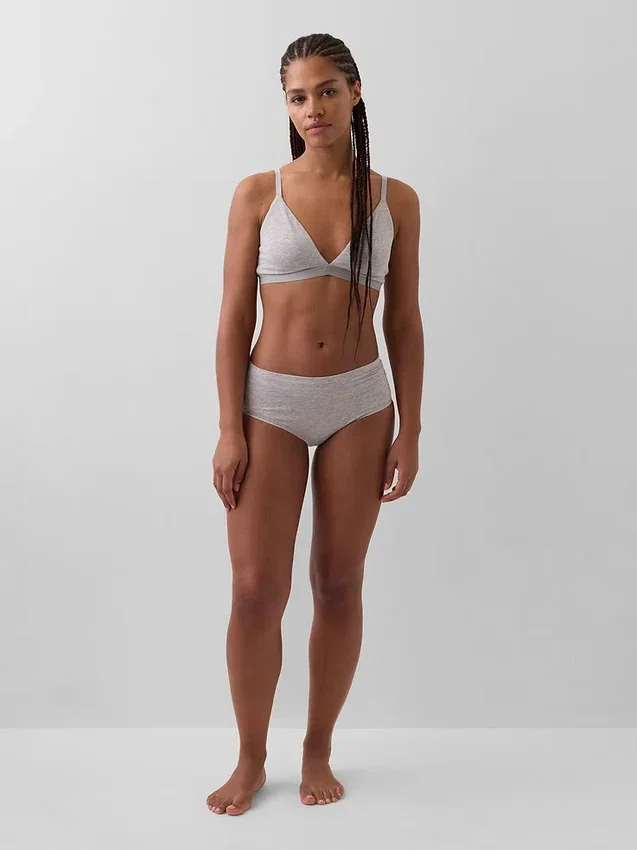 Bikini-Slip aus Bio-Stretch-Baumwolle mit hoher Leibhöhe
