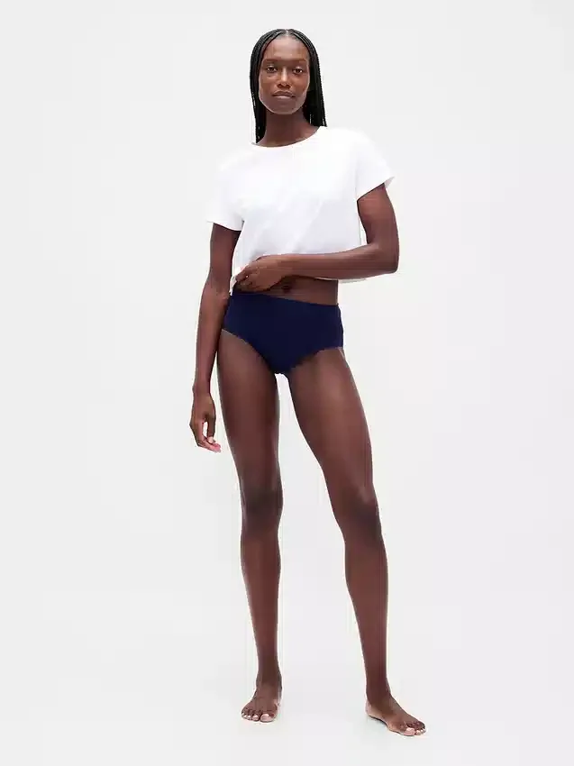 Bikini-Slip aus Bio-Stretch-Baumwolle mit hoher Leibhöhe