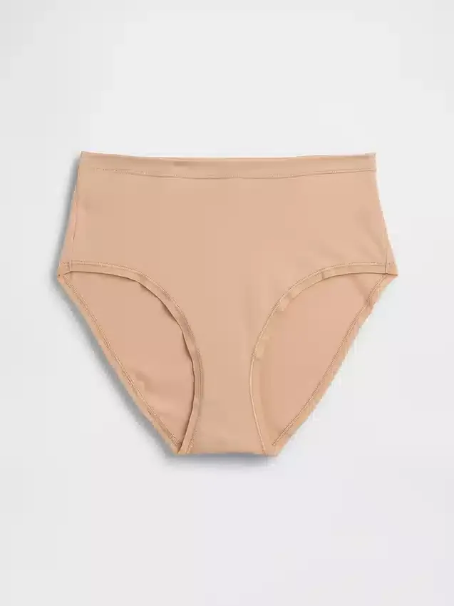 Bikini-Slip aus Bio-Stretch-Baumwolle mit hoher Leibhöhe