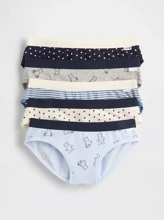 Bio-Bikini-Slips aus Stretch-Baumwolle für Kinder (5er-Pack)