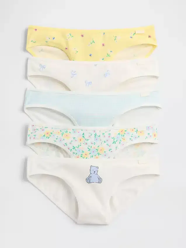 Bio-Bikini-Slips aus Stretch-Baumwolle für Kinder (5er-Pack)