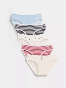 Bio-Bikini-Slips aus Stretch-Baumwolle für Kinder (5er-Pack)