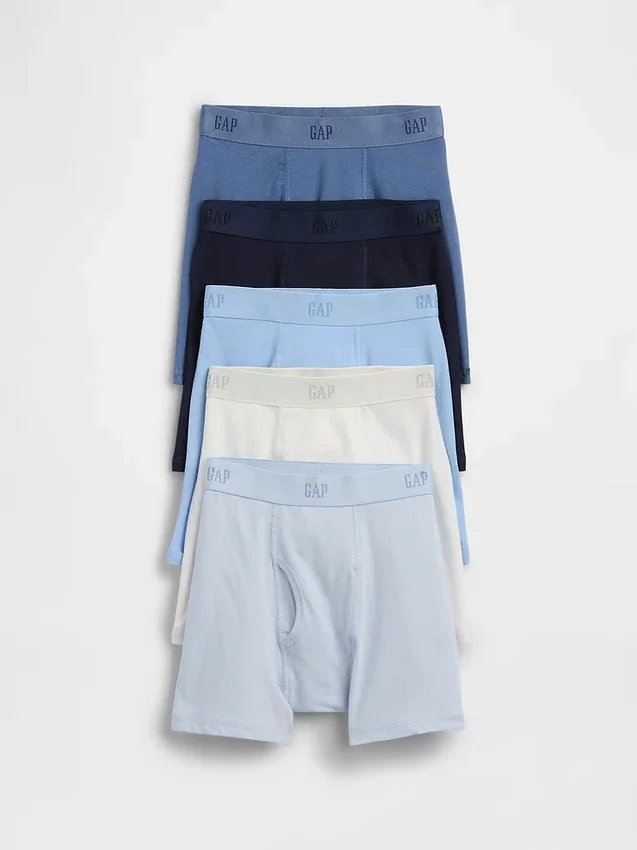 Bio-Boxershorts aus Stretch-Baumwolle mit Logo für Kinder (5er-Pack)