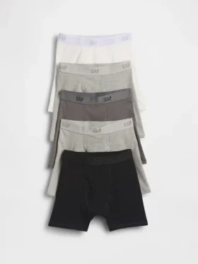 Bio-Boxershorts aus Stretch-Baumwolle mit Logo für Kinder (5er-Pack)