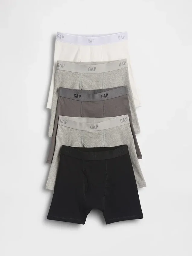 Bio-Boxershorts aus Stretch-Baumwolle mit Logo für Kinder (5er-Pack)
