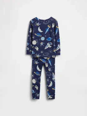Bio-Pyjama-Set aus gebürsteter Baumwolle für Baby & Kleinkind mit Weltraum-Motiv