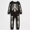 Bio-Pyjama-Set aus gebürsteter Baumwolle für Kinder und Babys mit im Dunkeln leuchtendem Skelett-Motiv