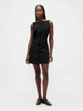 Bistretch-Minikleid mit Knopfleiste