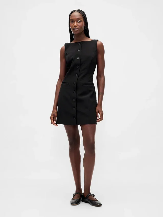 Bistretch-Minikleid mit Knopfleiste