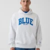 Blauer, schwerer French-Terry-Hoodie mit Logo