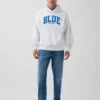 Blauer, schwerer French-Terry-Hoodie mit Logo