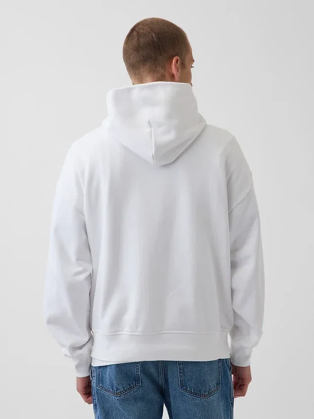 Blauer, schwerer French-Terry-Hoodie mit Logo